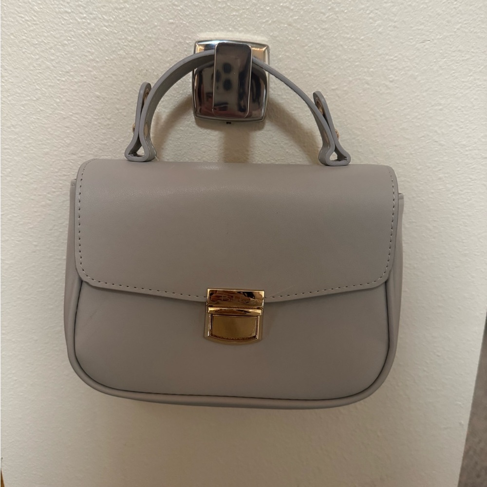 Gray Mini Purse with Gold Clasp